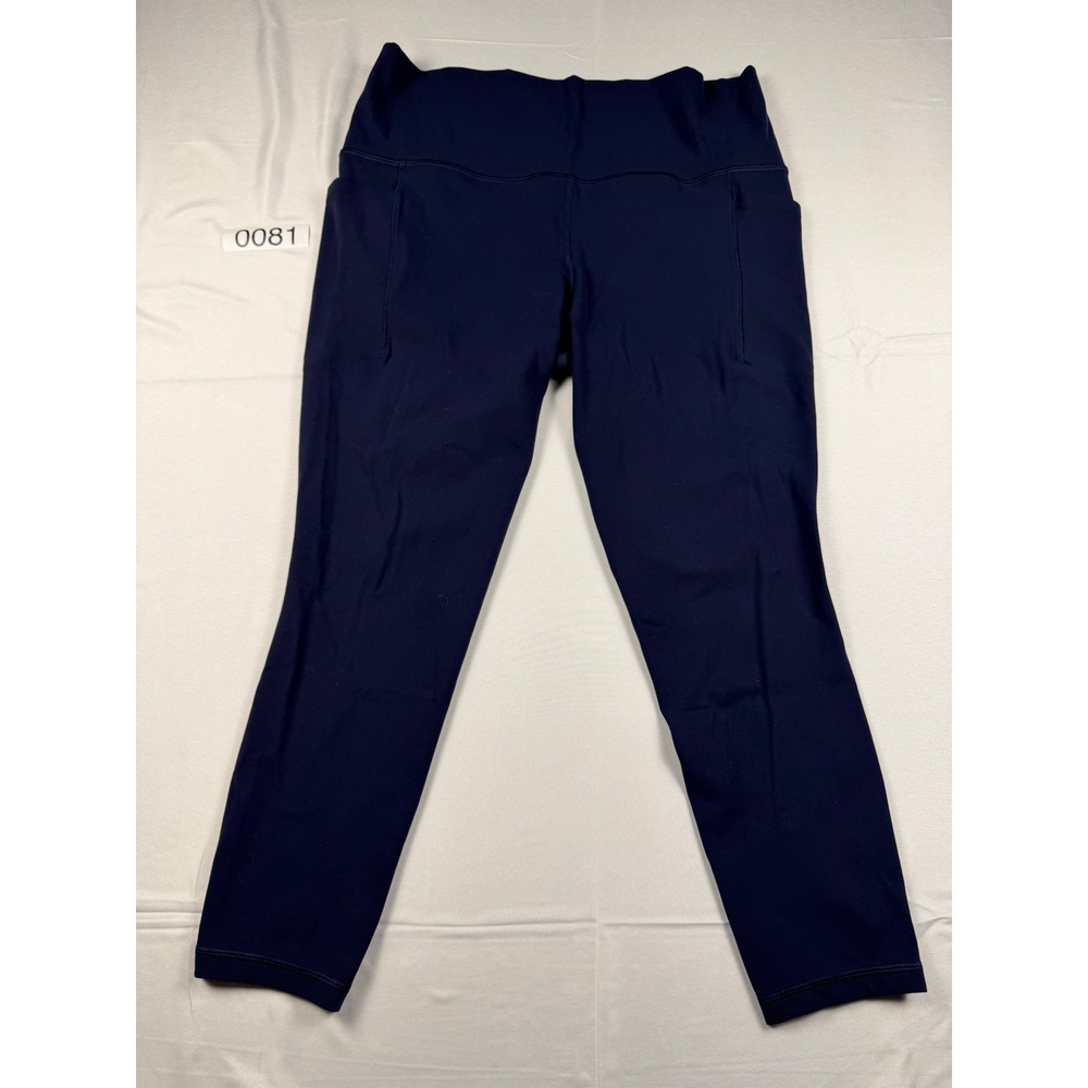 Athleta Salutation Stash 7/8 Tight Navy Blue High Rise Leggings Womens Large